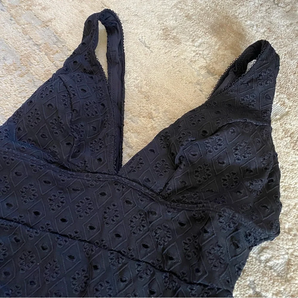 Adore Me Melony Black Eyelet Lace Textured One-Piece Swimsuit Solid Wireless: M